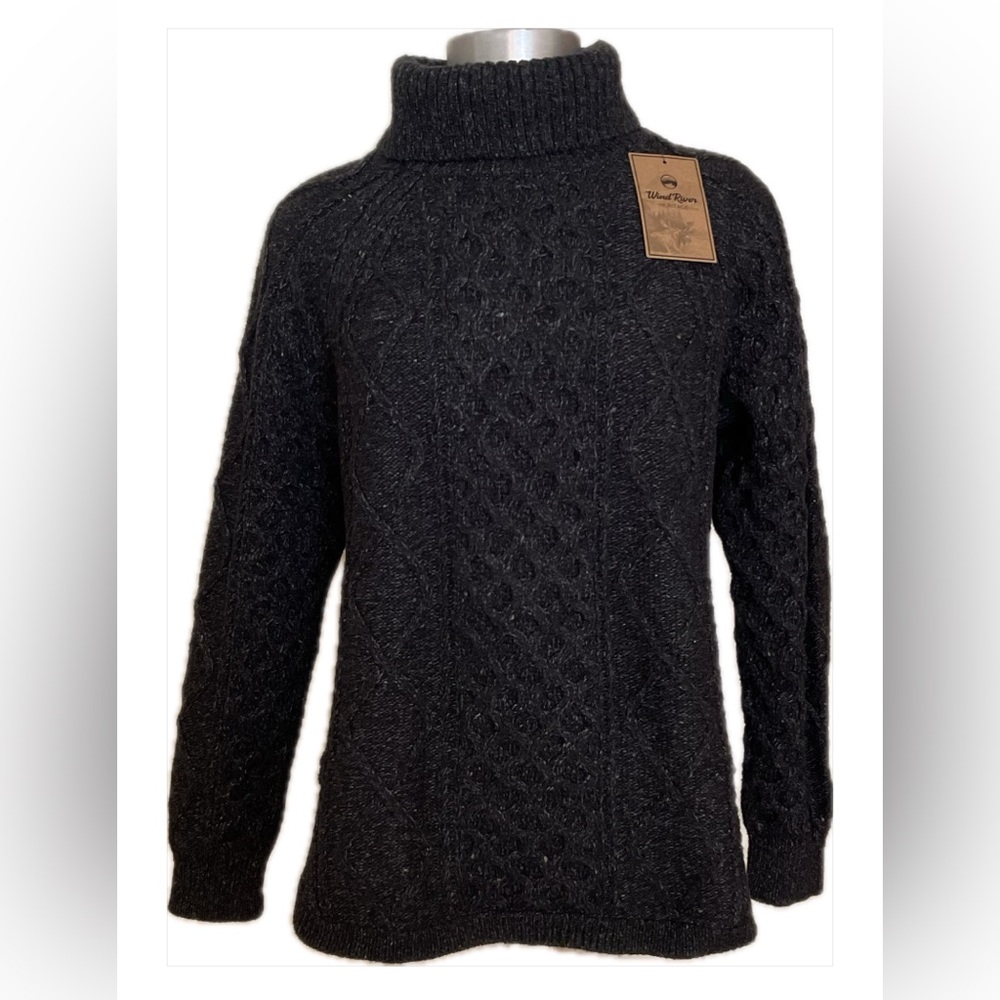NWT Mark’s Wind River Womens Black Cable-Knit Turtleneck Sweater Size M